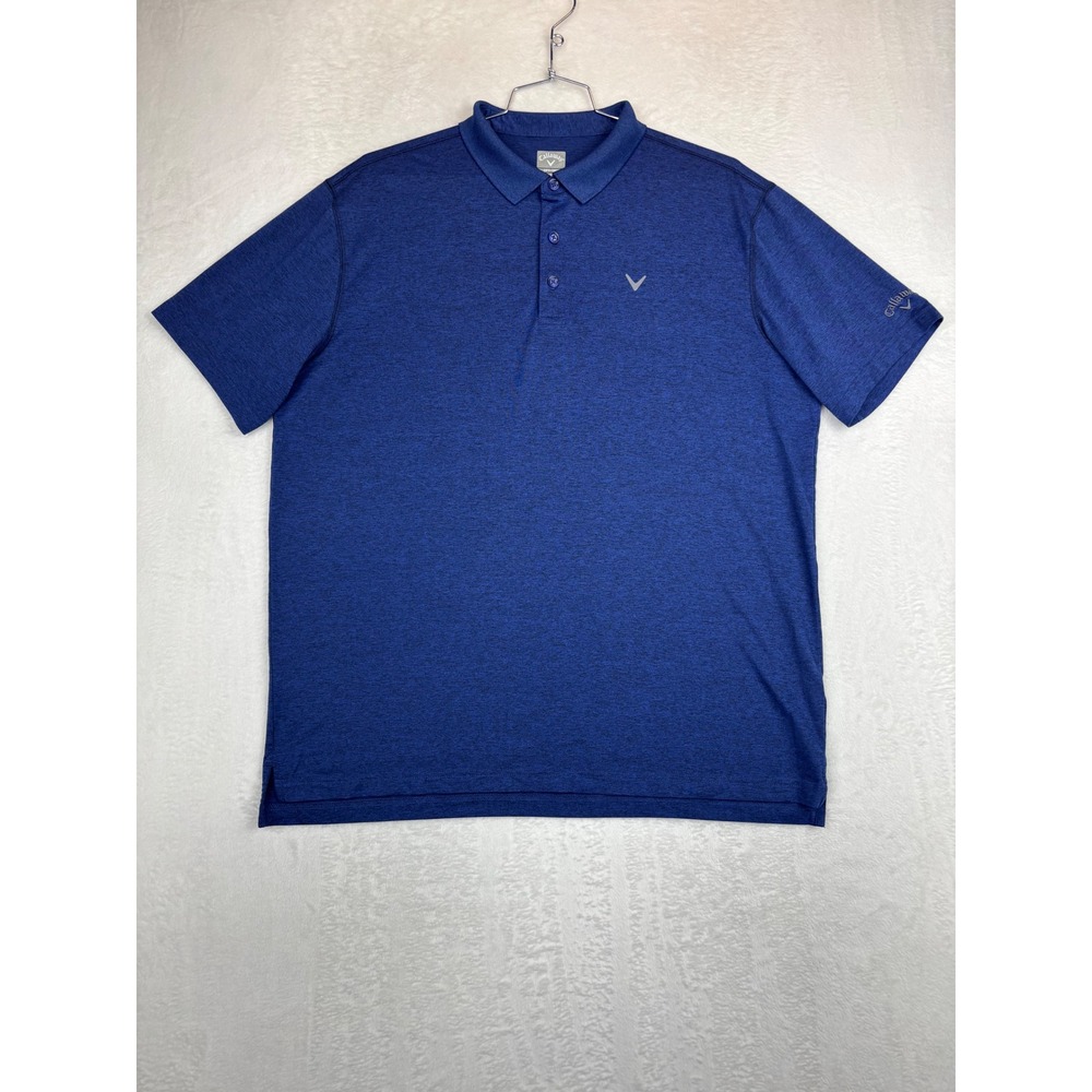 Callaway Mens XL Blue Heather Opti-Dri‎ Short Sleeve Golf Polo Shirt